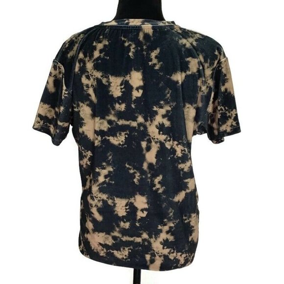 Topshop Tie Dye Velvet T-Shirt Short Sleeve Stretch Size M Black & Tan NEW $45 - Picture 3 of 4